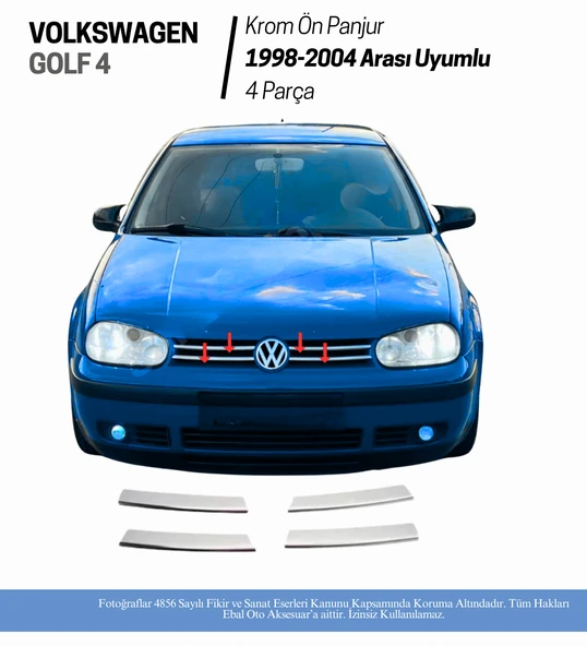 Vw Golf 4 Krom Ön Panjur 4 Parça 1998-2004 P. Çelik ürün görseli 1