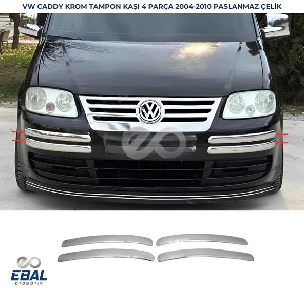 VW CADDY KROM TAMPON KAŞI 4 PRÇ. P.ÇELİK 2004-2010 ARASI ürün görseli 1