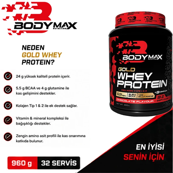 BODYMAX GOLD WHEY PROTEİN 960GR ÇİKOLATA - Resim 4