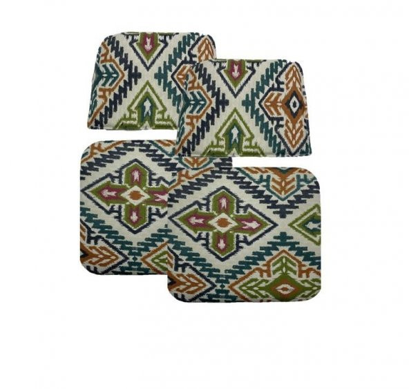 Knsz minder seti 2 li mazlum kilim desen oturma ve sırt tel sandalyesi minderi bir arada ürün görseli 1