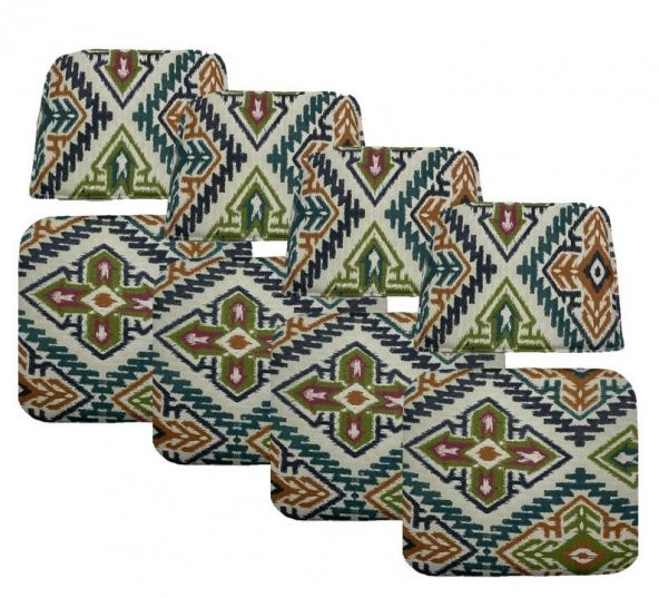 Knsz minder seti 4 lü mazlum kilim desen oturma ve sırt tel sandalyesi minderi bir arada ürün görseli 1