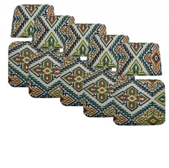 Knsz minder seti 5 li mazlum kilim desen oturma ve sırt tel sandalyesi minderi bir arada ürün görseli 1