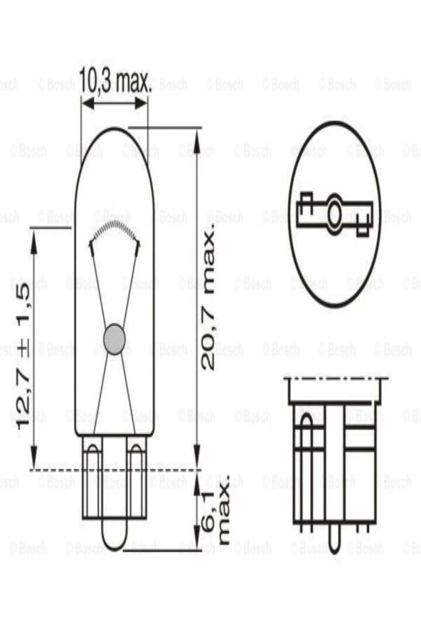 1987302929 Ampül Eco [12v] W5w Büyük Dipsiz Gösterge W2.1x9.5d (100 Ad) ürün görseli 1