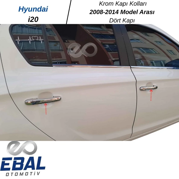 Hyundai i20 Krom Kapı Kolu 4 Kapı 2008-2014 ARASI Paslanmaz Çelik - Resim 3