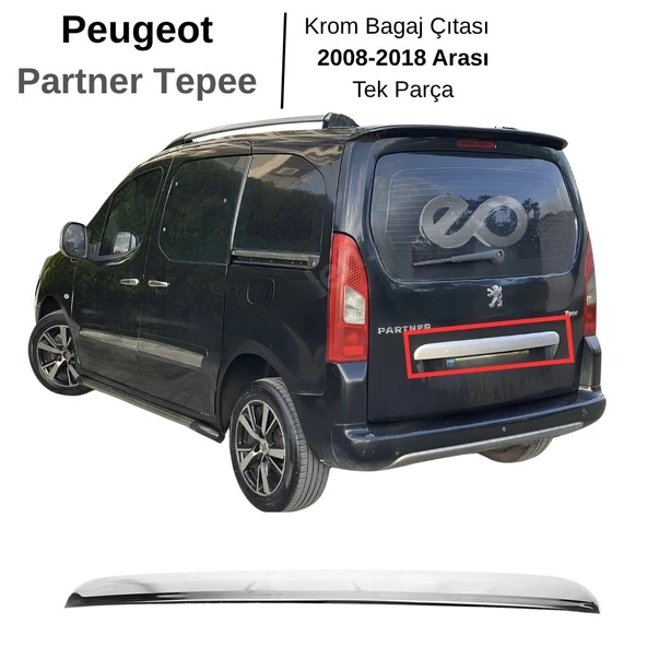Peugeot Partner Tepee Uyumlu Krom Bagaj Çıtası 2008-2018  P.Çelik ürün görseli 1