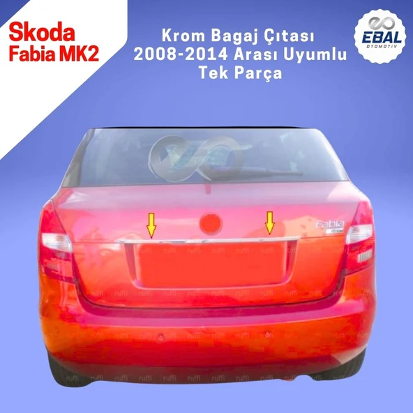 Skoda Fabia MK2 Krom Bagaj Çıtası 2008-2014 Arası P. Çelik ürün görseli 1