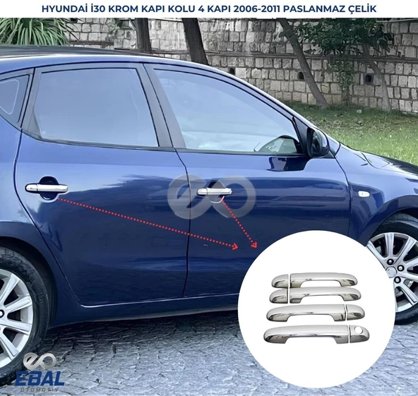 Hyundai i30 Krom Kapı Kolu 4 Kapı 2006-2011 ARASI P. Çelik ürün görseli 1