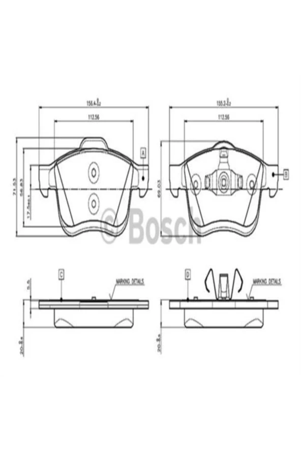 Bosch 0986494453 Ön Balata Doblo 1.4 1.3d 1.6d 2.0d 10 Combo 1.4 12 1.3cdti 12 1.6cdti 12 2 ürün görseli 1