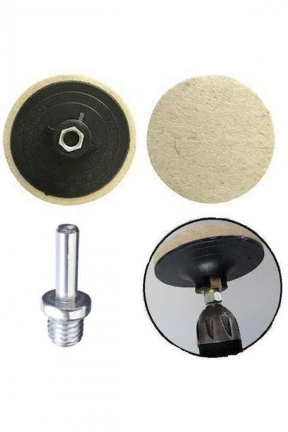 Metal Mermer Parlatma Polisaj Keçesi + Matkap Aparatı Seti 115mm M14 ürün görseli 1