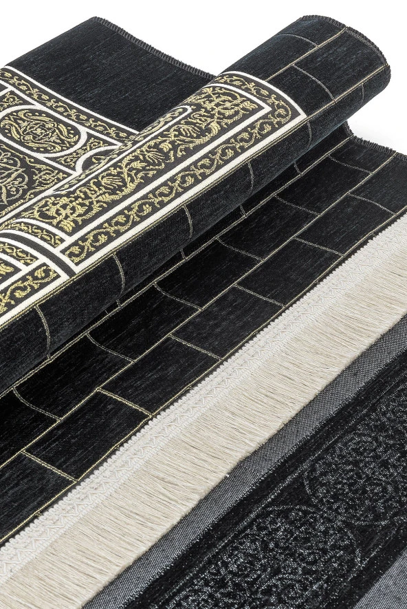 Kabe Desenli Ultra Plus Siyah Şönil Seccade 18 - Resim 3