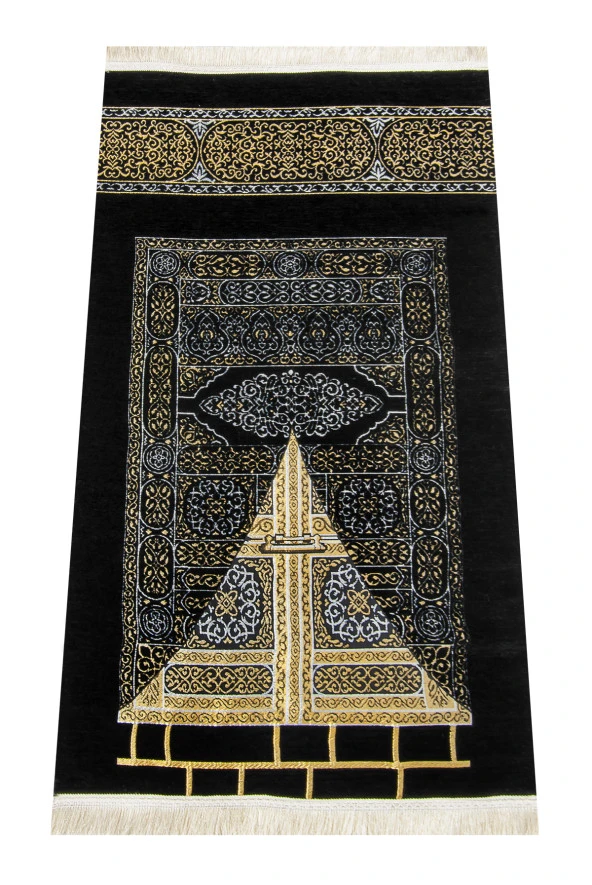 Kabe Desenli Ultra Plus Siyah Şönil Seccade 7 ürün görseli 1