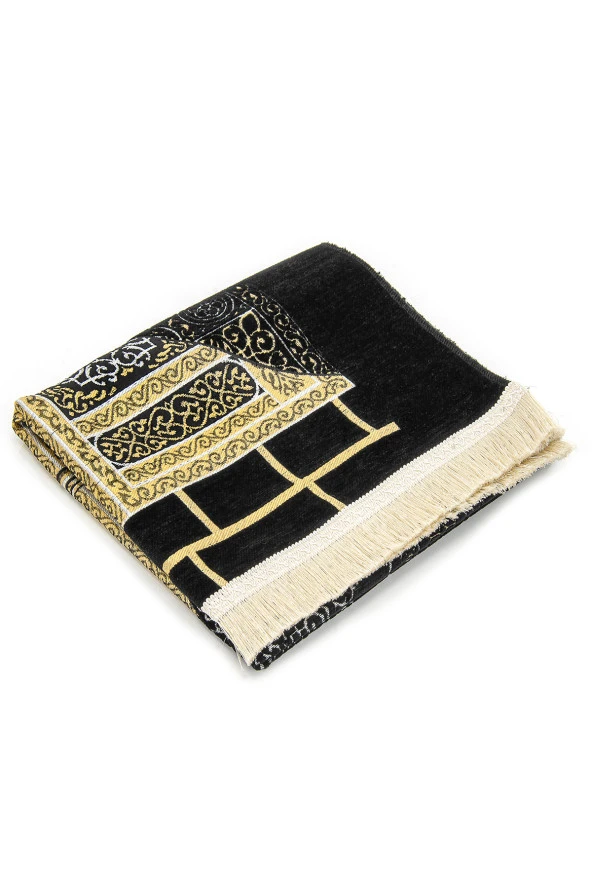 Kabe Desenli Ultra Plus Siyah Şönil Seccade 7 - Resim 2
