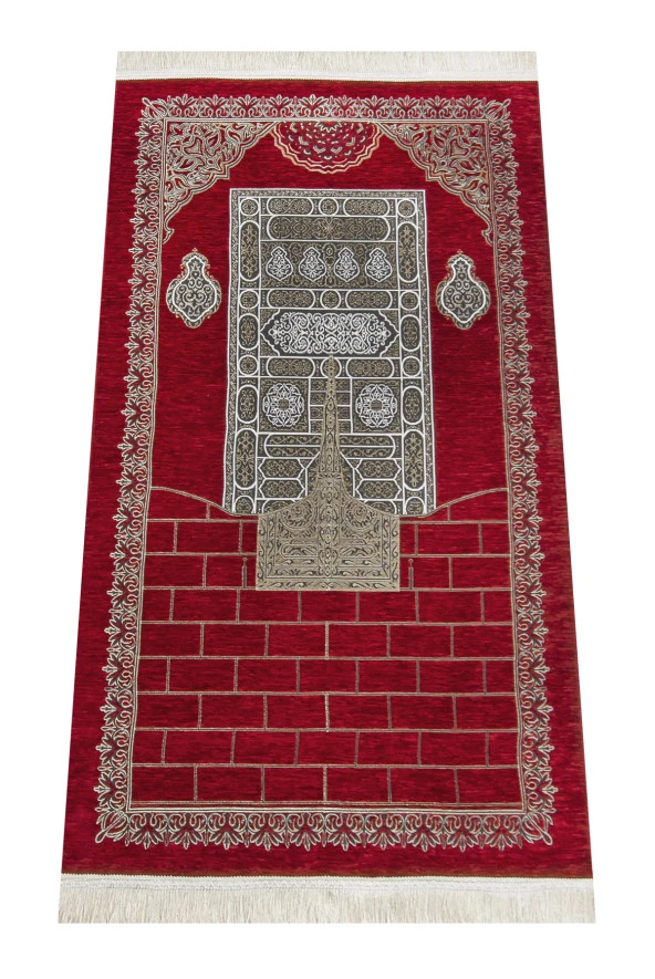 Kabe Desenli Ultra Plus Kırmızı Şönil Seccade 19 ürün görseli 1