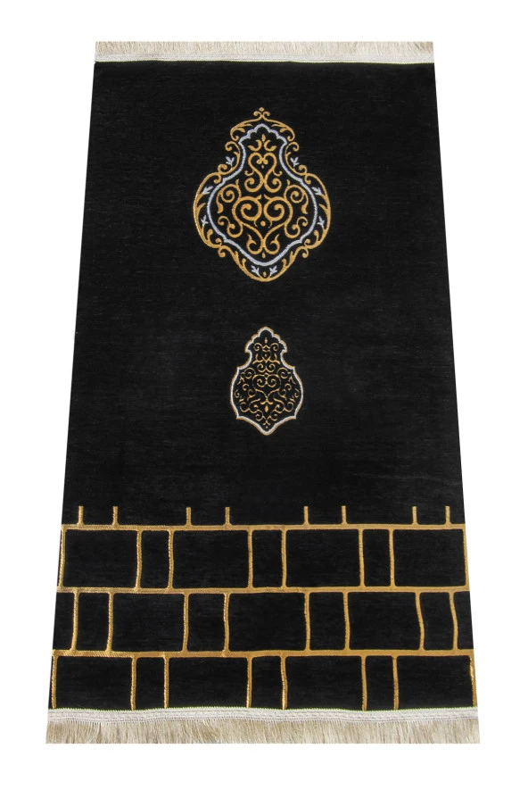 Kabe Desenli Ultra Plus Siyah Şönil Seccade 3 ürün görseli 1