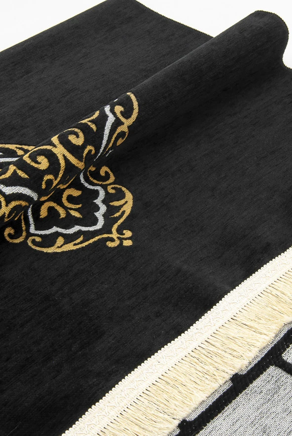 Kabe Desenli Ultra Plus Siyah Şönil Seccade 3 - Resim 2