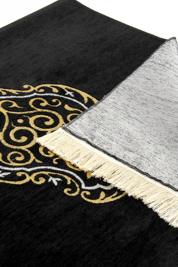 Kabe Desenli Ultra Plus Siyah Şönil Seccade 3 - Resim 4