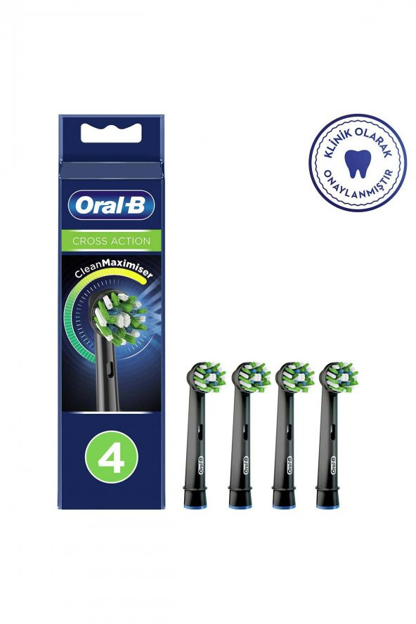 Oral-B Cross Action Clean&Maximiser Şarjlı Diş Fırçası Yedek Başlığı Siyah 4lü ürün görseli 1