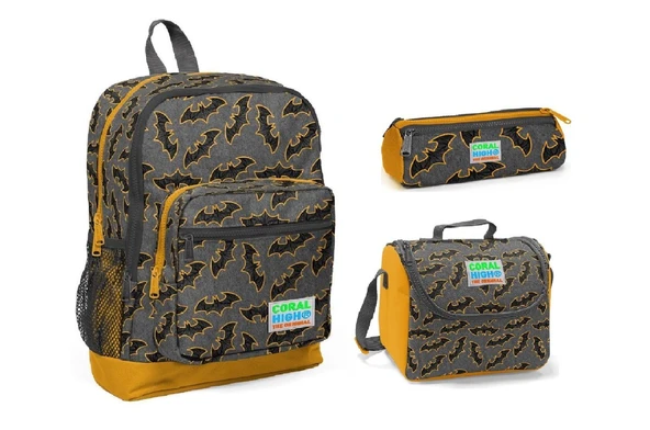 Coral High Yarasa Desenli Beslenme Okul Çantası + Kalemlik ürün görseli 1