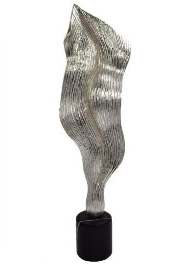 Crearthome Yaprak Dekor Alüminyum Gümüş Obje 63x18 cm SZR-T-5-G ürün görseli 1
