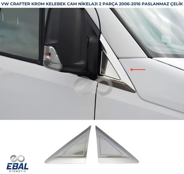 VW Crafter Krom Kelebek Cam Nikelajı 2006-2016 P.Çelik ürün görseli 1