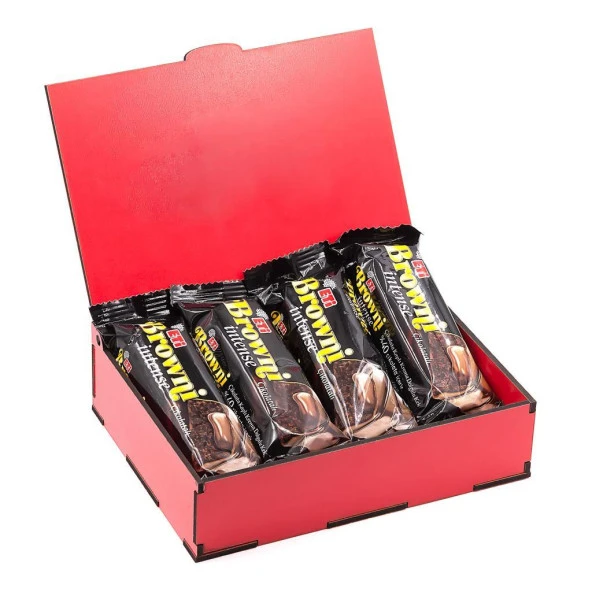 Sevdiklerinize Özel Kırmızı Ahşap Hediye Kutusunda 4 Adet Browni Intense ürün görseli 1