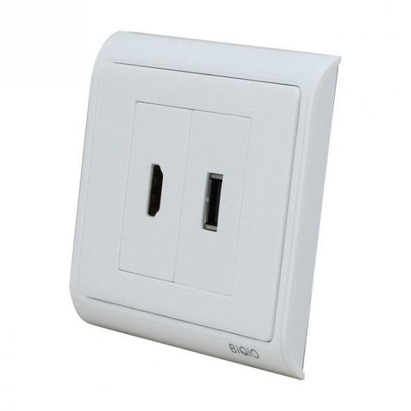Sıva Üstü USB2.0+HDMI Duvar Prizi - Resim 2