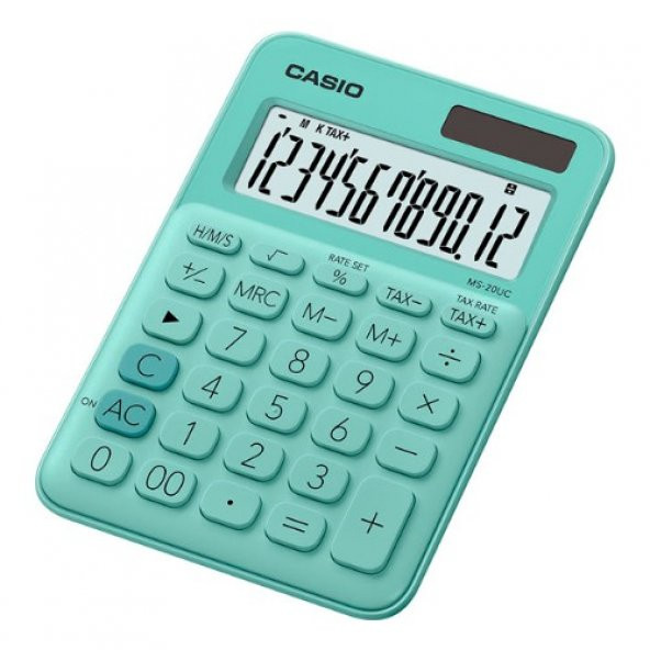 Casio Hesap Makinesi Masa Üstü 12 Hane Yeşil MS-20UC-GN ürün görseli 1