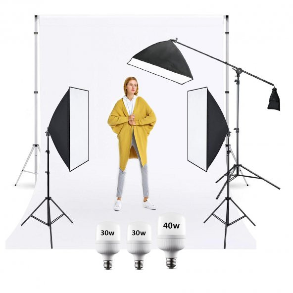 Cazipshop Yemek Çekim Işığı Ürün Çekim Işığı 50x70 Softbox Deveboynu Set ürün görseli 1