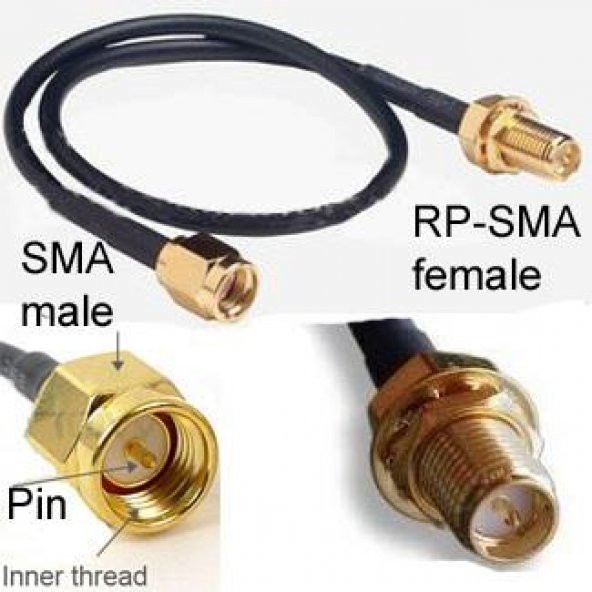 RP SMA Dişi - SMA Erkek Kablo - 50 cm ürün görseli 1