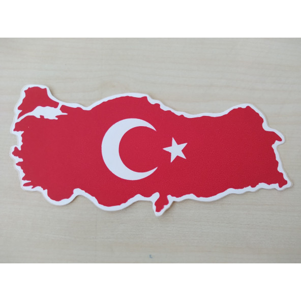 TÜRKİYE HARİTASI STİCKER 20x8,5cm TÜRK BAYRAĞI STİCKER - AYYILDIZ ÇIKARTMASI, AY YILDIZ ETİKETİ ürün görseli 1