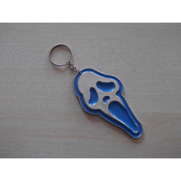 Ghostface Anahtarlık Plastik Mavi Renk Ghost Logo, Hayalet Maskot, Oto Anahtarlığı ürün görseli 1