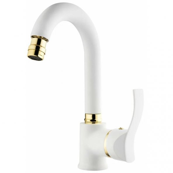 Gms Akdeniz Beyaz Altın Kuğu Lavabo Musluk Bataryası AKD301 ürün görseli 1