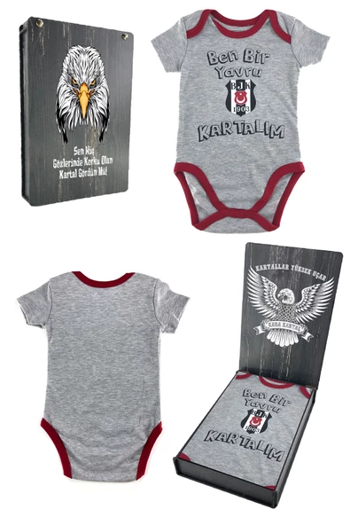 Beşiktaş Orijinal Zıbın & Body Kartal Baskılı Hediyelik Ahşap Kutulu ürün görseli 1