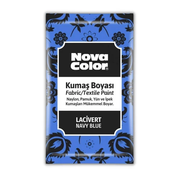 Lacivert Kumaş Boyası Toz 12 gr 1 Adet Nova Color Toz Kumaş Boyası Lacivert Kot Pantalon Gömlek Tişört Tekstil Kumaş Boyası 1 Adet ürün görseli 1