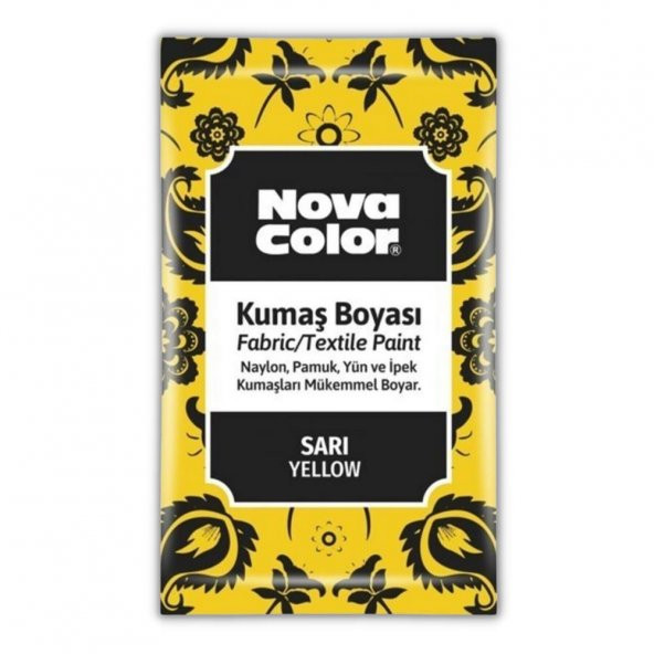 Sarı Kumaş Boyası Toz 12 gr 1 Adet Nova Color Toz Kumaş Boyası Sarı Kot Pantalon Gömlek Tişört Tekstil Kumaş Boyası 1 Adet ürün görseli 1