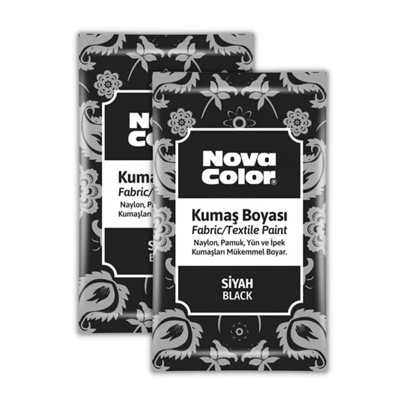 Siyah Kumaş Boyası Toz 12 gr 2 Adet Nova Color Toz Kumaş Boyası Siyah Kot Pantalon Gömlek Tişört Tekstil Kumaş Boyası 2 Adet ürün görseli 1
