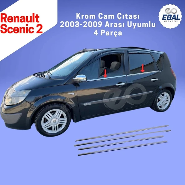 Renault Scenic 2 Krom Cam Çıtası 4 Parça 2003-2009 Arası P.Çelik ürün görseli 1