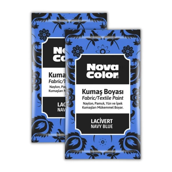 Lacivert Kumaş Boyası Toz 12 gr 1 Adet Nova Color Toz Kumaş Boyası Lacivert Kot Pantalon Gömlek Tişört Tekstil Kumaş Boyası 1 Adet ürün görseli 1