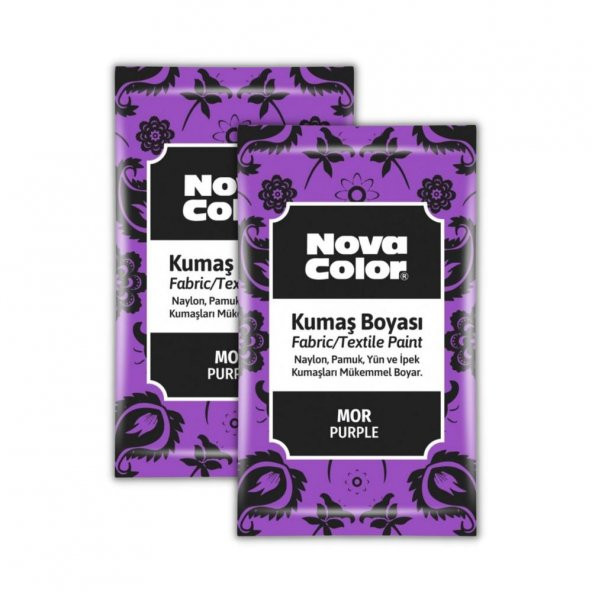 Mor Kumaş Boyası Toz 12 gr 2 Adet Nova Color Toz Kumaş Boyası Mor Kot Pantalon Gömlek Tişört Tekstil Kumaş Boyası 2 Adet ürün görseli 1