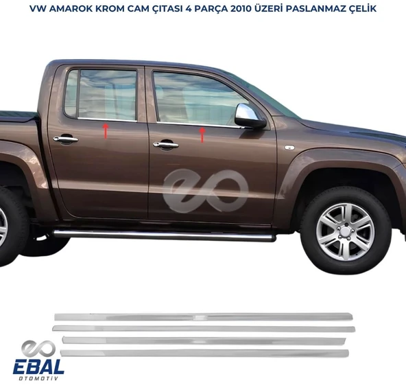 VW Amarok Krom Cam Çıtası 4 prç. 2010-2021 Model Uyumlu P.Çelik ürün görseli 1