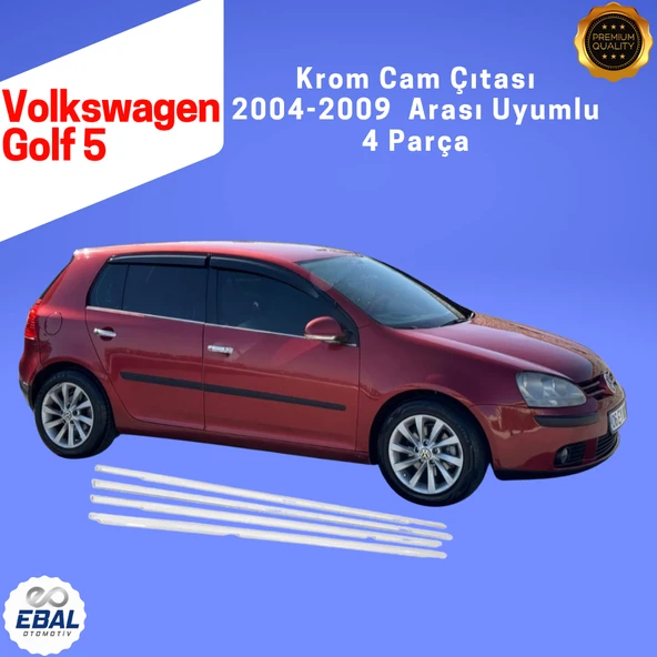 VW Golf 5 Krom Cam Çıtası 4 Parça 2004-2009 Paslanmaz Çelik ürün görseli 1