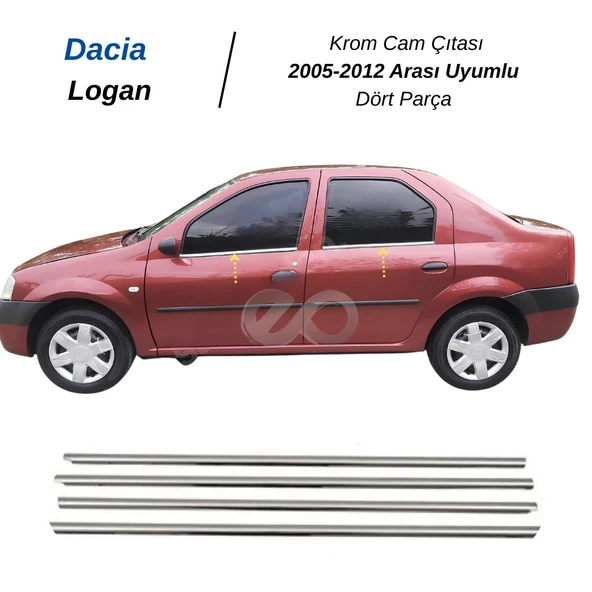 Dacia Logan Krom Cam Çıtası 4 Parça 2005-2012 Arası Uyumlu P. Çelik ürün görseli 1