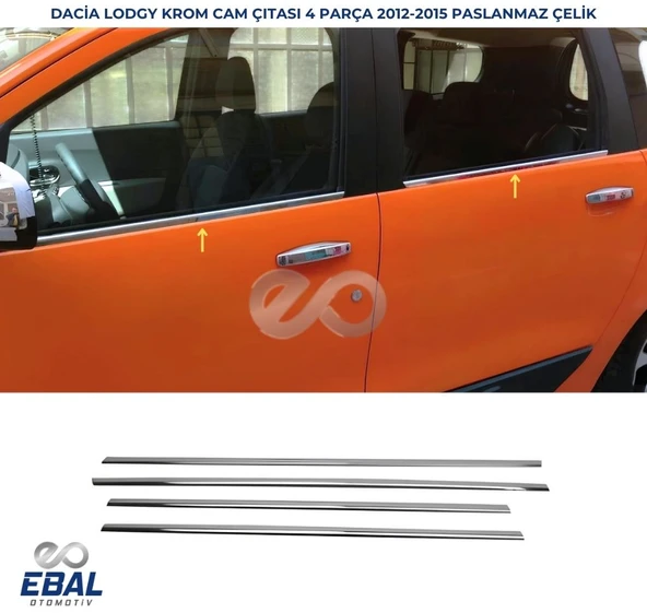 Dacia Lodgy Krom Cam Çıtası 4 prç. 2012 Üzeri P. Çelik ürün görseli 1