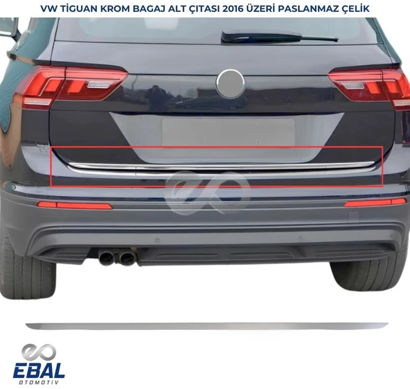 VW Tiguan Krom Bagaj Alt Çıtası 2016 ve üzeri Paslanmaz Çelik ürün görseli 1