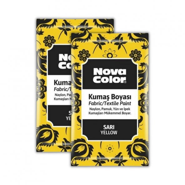 Sarı Kumaş Boyası Toz 12 gr 2 Adet Nova Color Toz Kumaş Boyası Sarı Kot Pantalon Gömlek Tişört Tekstil Kumaş Boyası 2 Adet ürün görseli 1