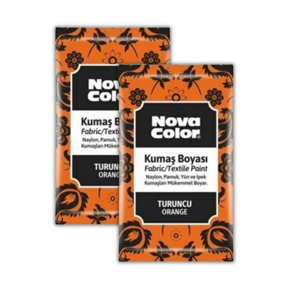 Turuncu Kumaş Boyası Toz 12 gr 2 Adet Nova Color Toz Kumaş Boyası Turuncu Kot Pantalon Gömlek Tişört Tekstil Kumaş Boyası 2 Adet ürün görseli 1