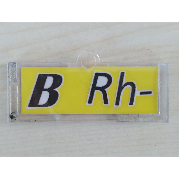 KAN GRUBU ETİKETİ B RH NEGATİF (B RH -) ŞEFFAF KUTULU (SARI) KAN GRUBU KARTI ürün görseli 1