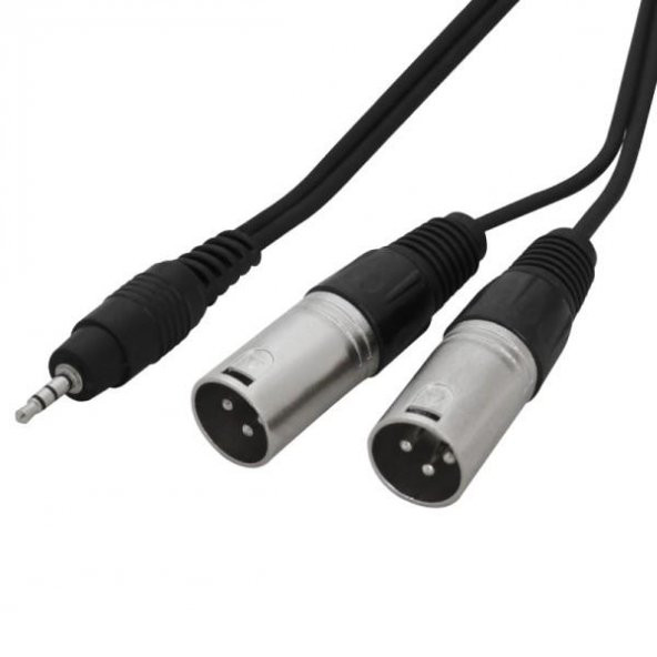 3.5 mm Stereo - 2 XLR Erkek Kablo 3 Metre ürün görseli 1