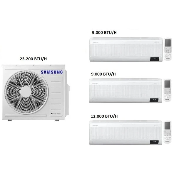 Samsung Windfree Duvar Tipi Multi Klima 9+9+12 Btu/H + 6,8 Kw Dış ürün görseli 1