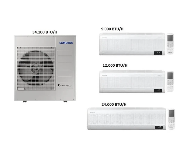 Samsung Windfree Duvar Tipi Multi Klima 9+12+24 Btu/h + 10 Kw Dış ürün görseli 1